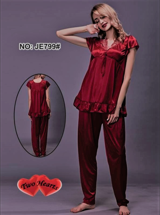 Two Hearts 100% Silk Pajama Suit