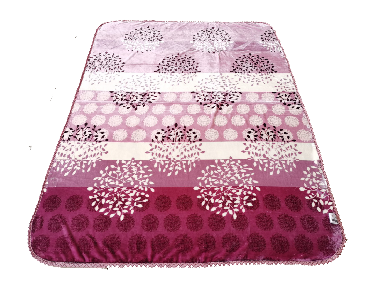 Purple AC Throw Blanket With Floral Pattern