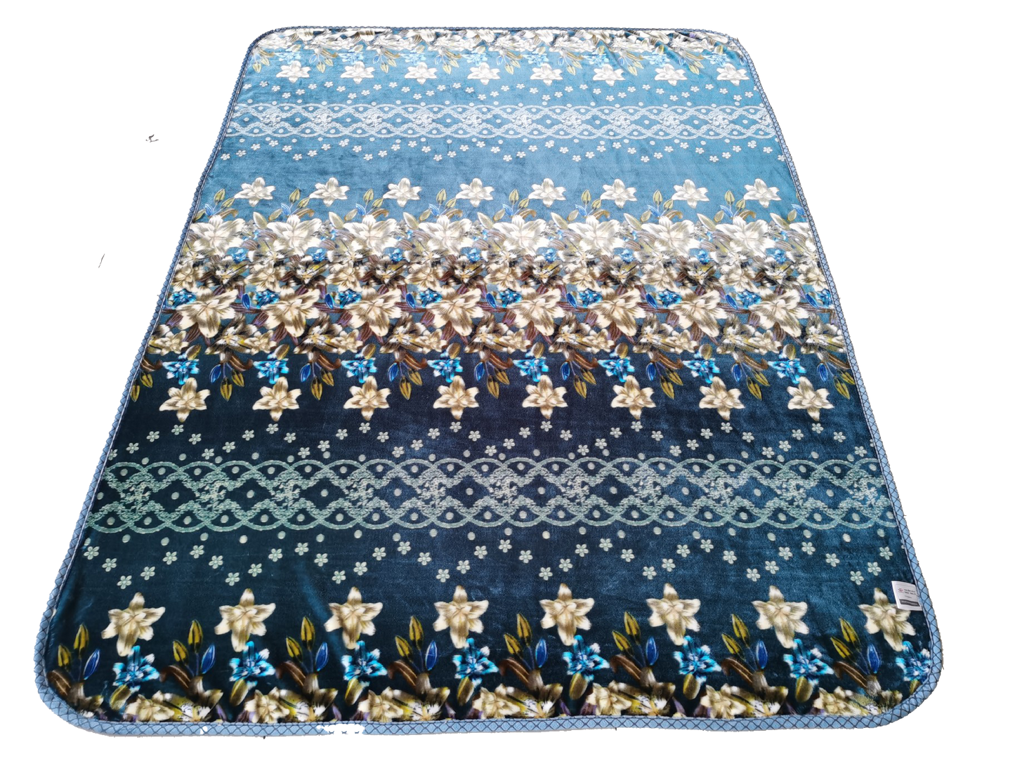 Blue AC Throw Blanket With Floral Pattern