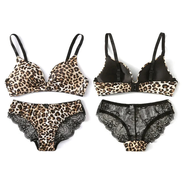 Jaguar Print Padded Bra and Panty Set