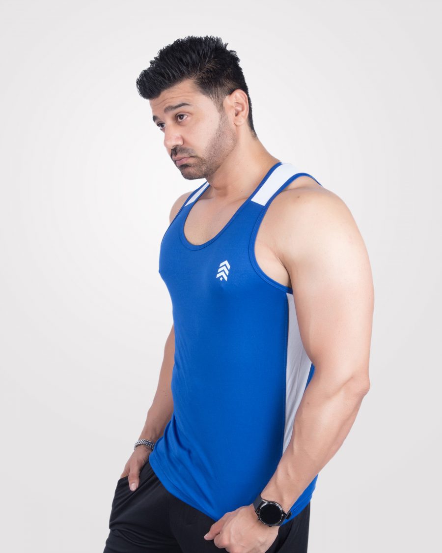 Mens Tank Top Blue & White - outgearsfitness