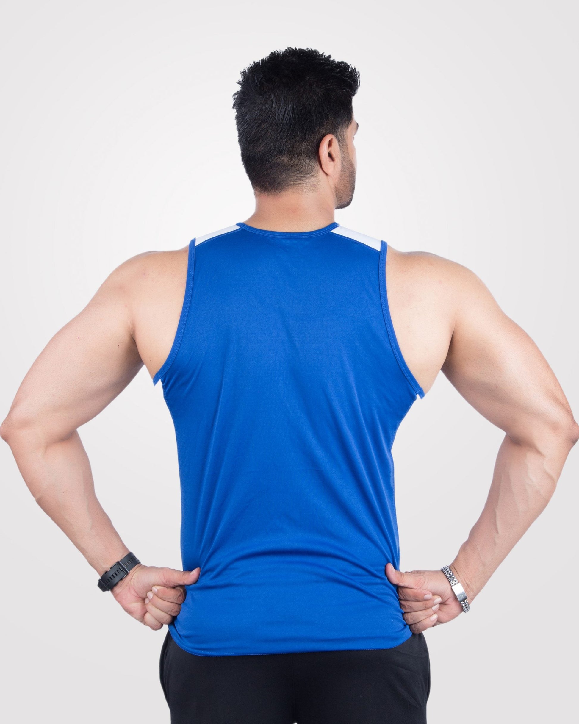 Mens Tank Top Blue & White - outgearsfitness