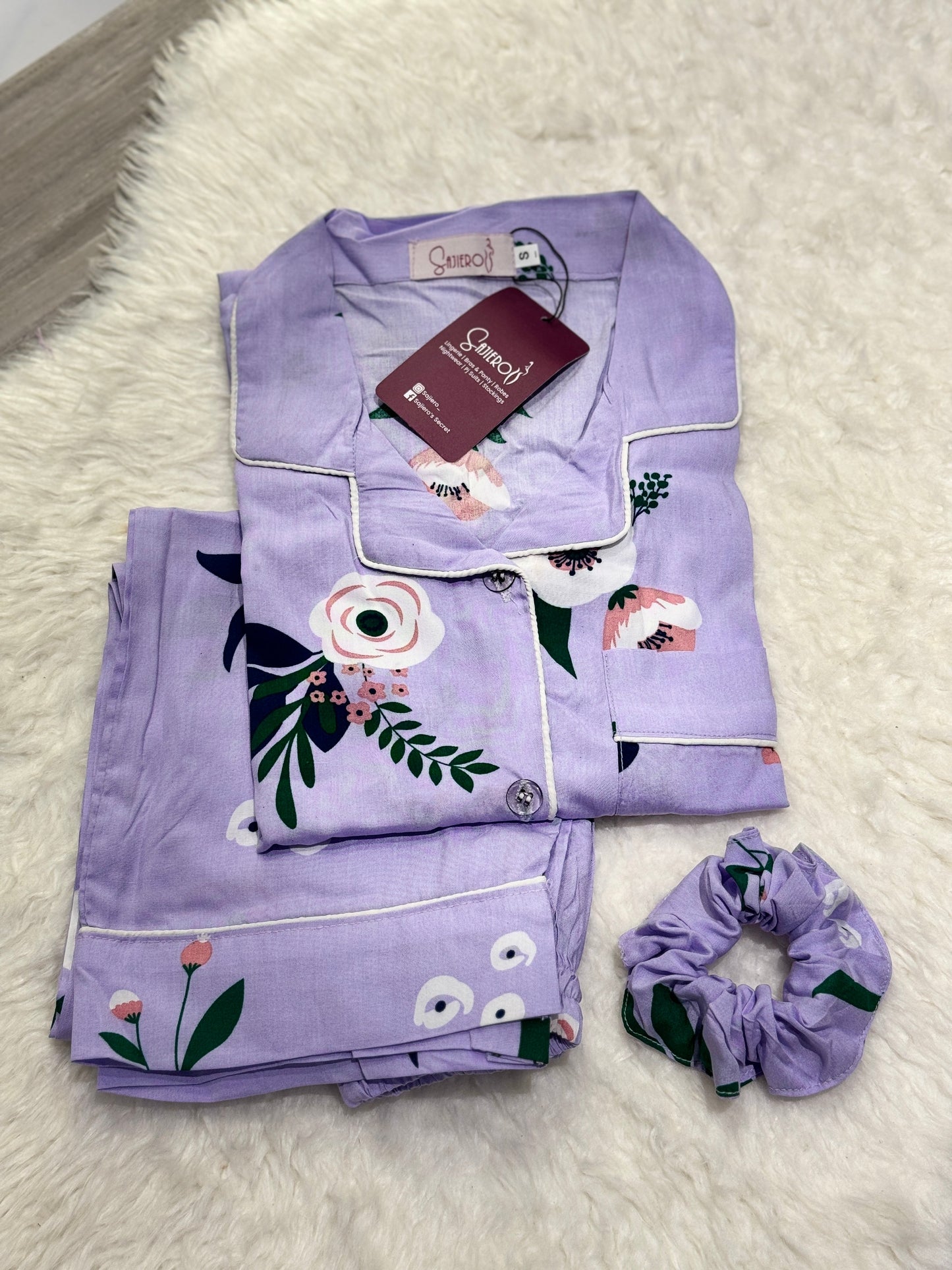 Galaxy Boski Linen Hawaiian Printed Pajama Suit