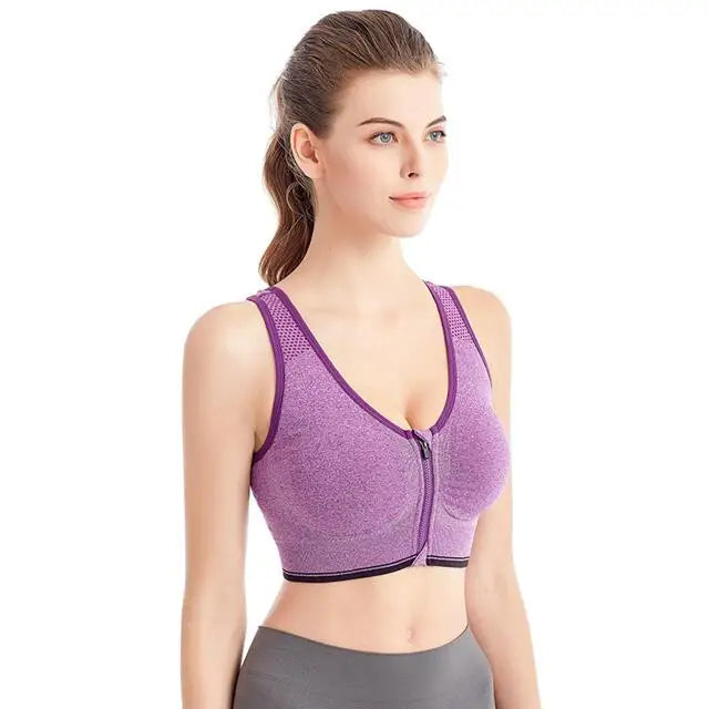 Pearl Zipper Pushup Sports Bra