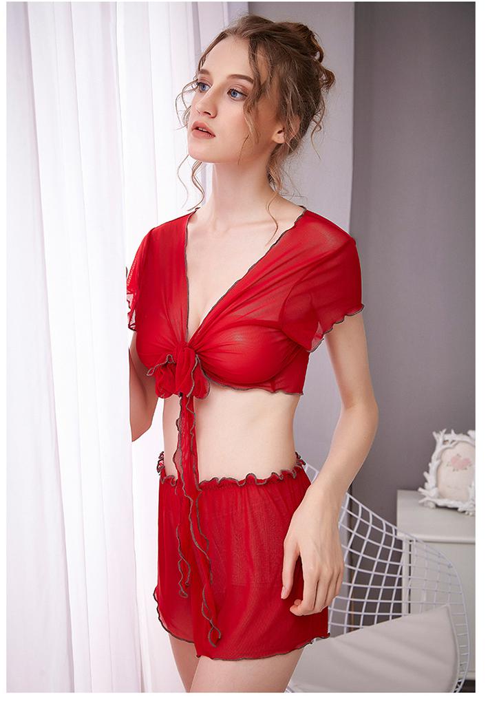 Front Open - 2pcs Transparent Net Cami Set