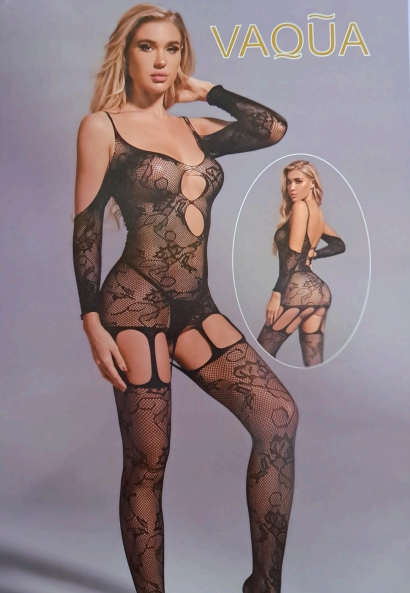 Halter Embroidered flowers Full Body Stocking