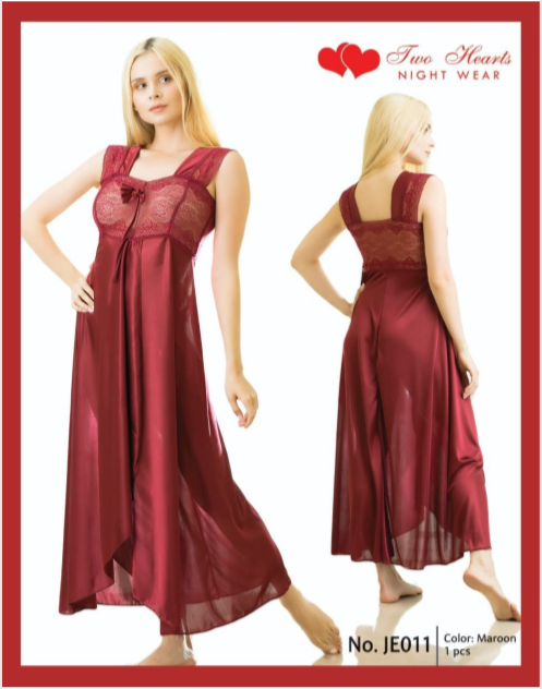 Elegant 1 Piece Cross Cut Long Nightie (011)