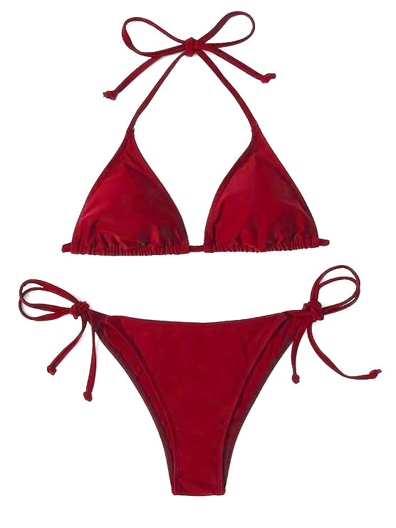 Heat Red Padded String Ribbed Bikini