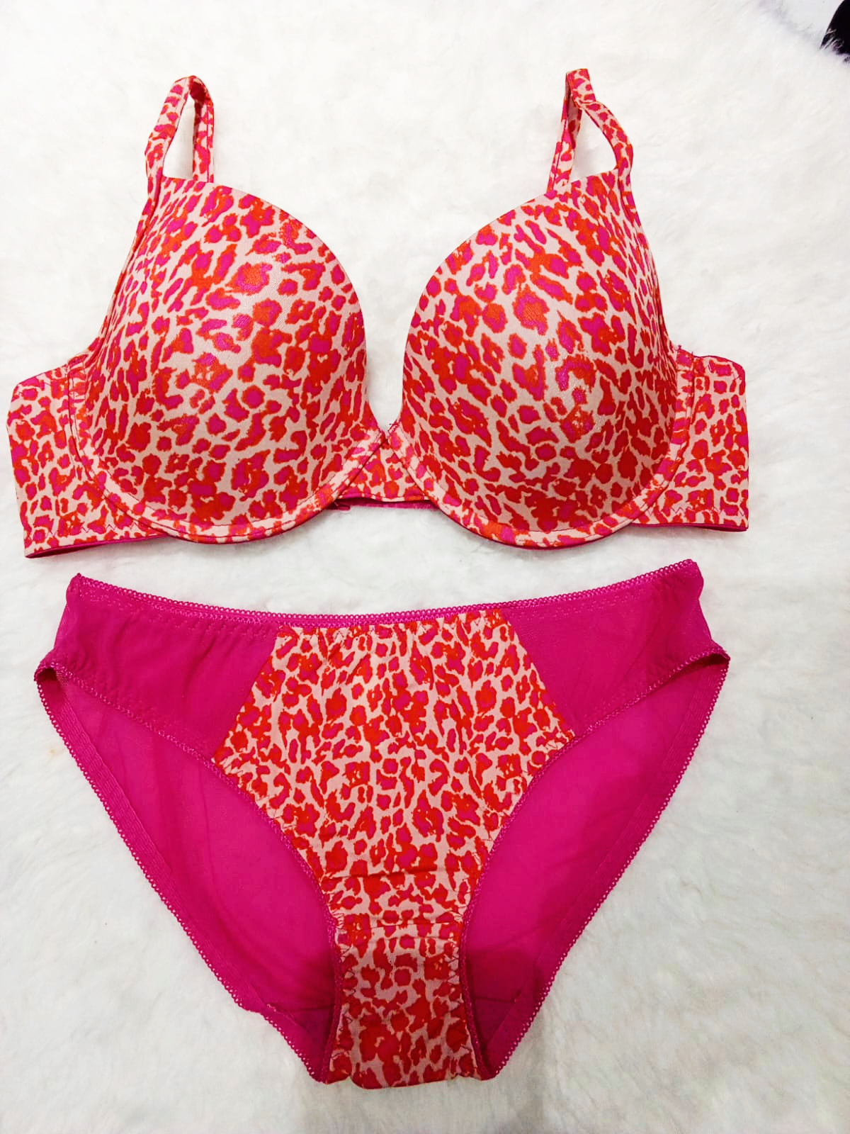 Leopard Print Padded Bra and Panty Set