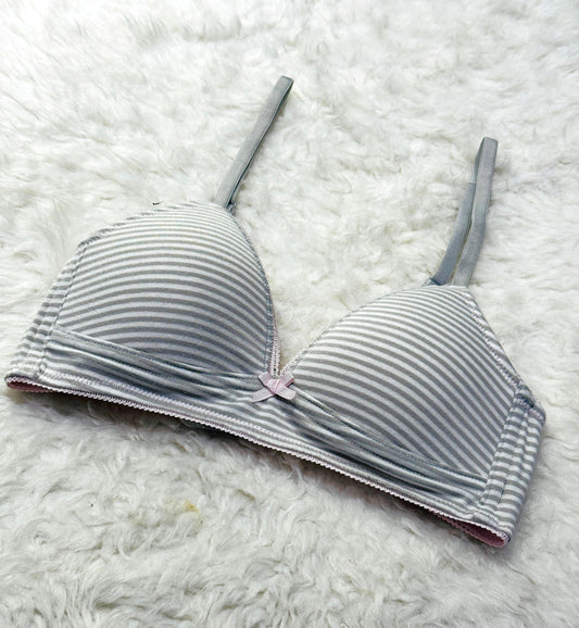 Grey Stripe Soft Padded Bra