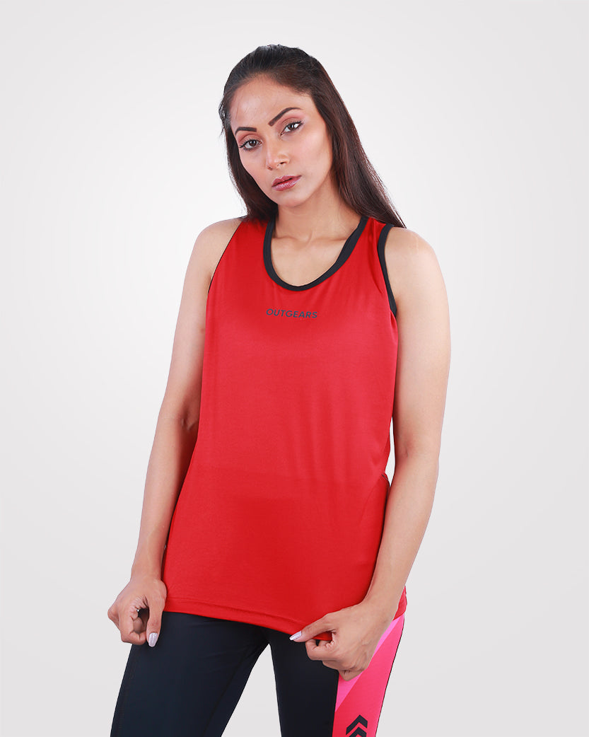 Women’s Tank Top Red Drifit - Outgears Fitness