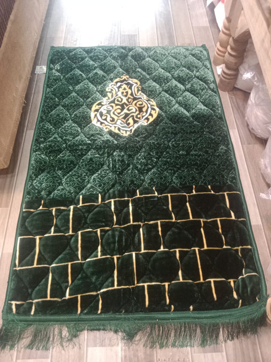 Foam quilted printed prayer mat in Dark Green colour