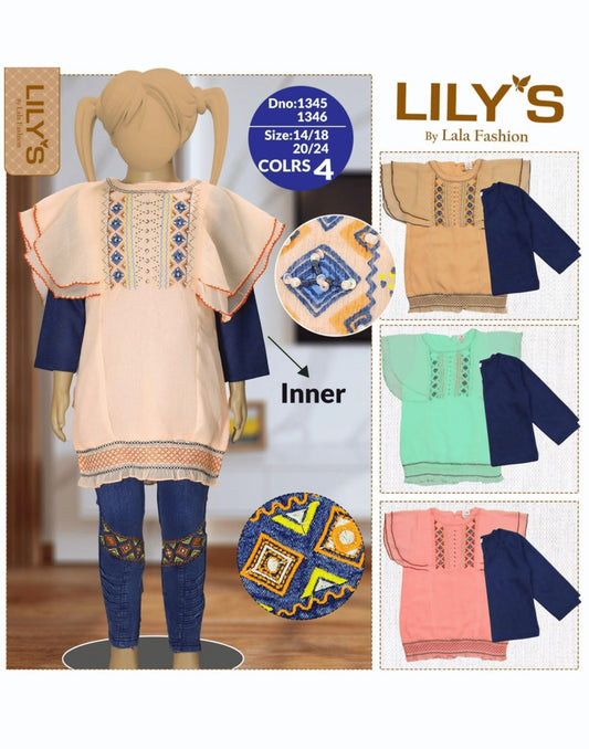 Girls Kurti and Denim Trouser Set