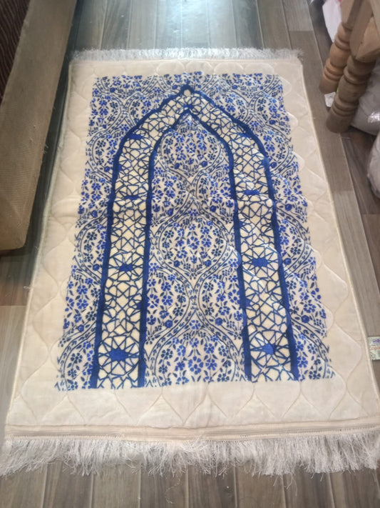 Foam quilted printed prayer mat in Off-White colour